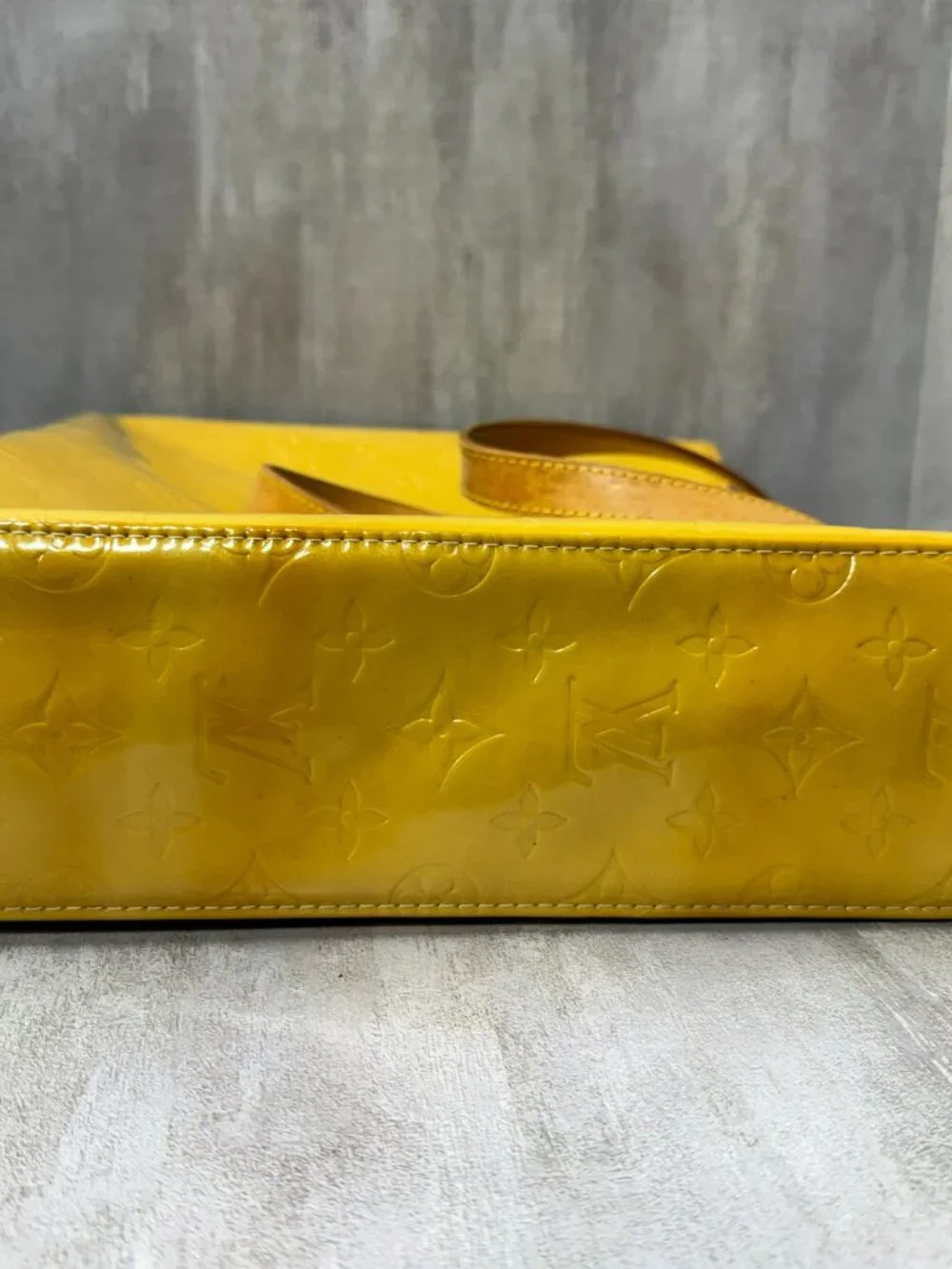 Louis Vuitton Houston Monogram Vernis Yellow Patent_Leather Tote Bag